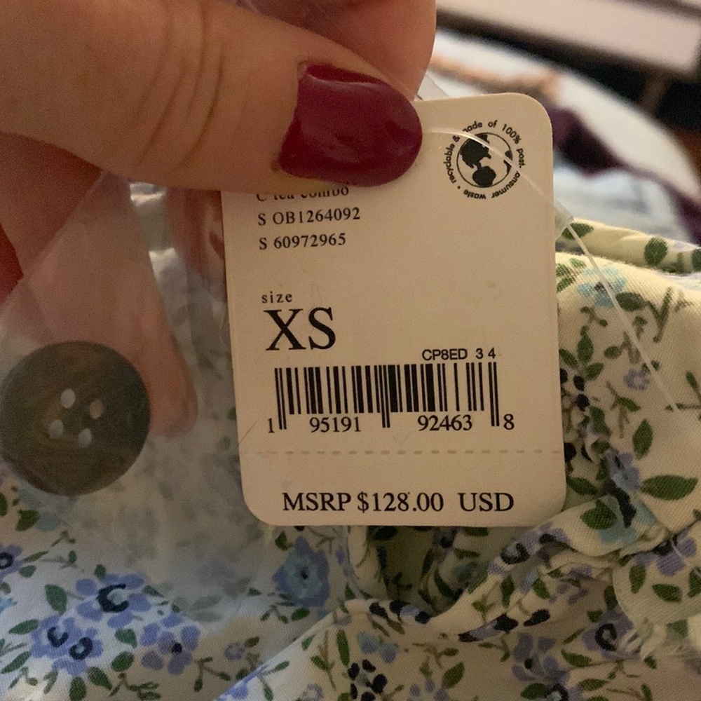Free People Petunia mini floral coverall dress Tea Combo Size XS NEW